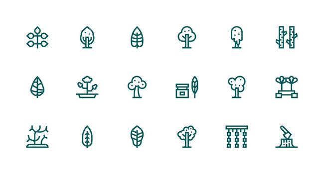 árbol visual paquete conteniendo 18 fuerte carrera línea íconos reutilizable icono conjunto vector