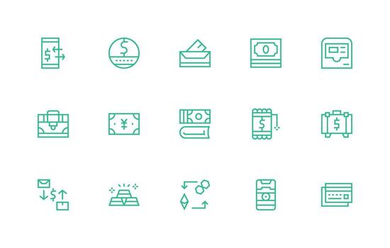 15 Regular Line Style Icons from Deposit Collection Flexible Icon System for Web Interfaces vector