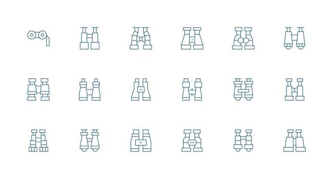 Spotting Scope Icon Set with 18 Minimal Line Graphics Essential Icon Set for Teams vector