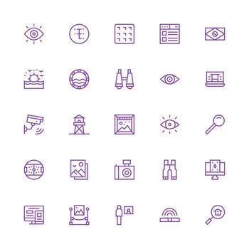 Medium Stroke Outline Icons from View Set with 25 Vectors UI and UX Focused Icon Collection