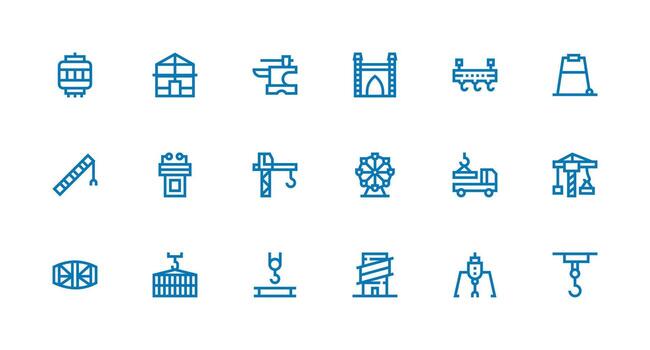 Steel Design Icons featuring 18 in Strong Stroke Line Style Essential Icons for Rapid UI Building vector
