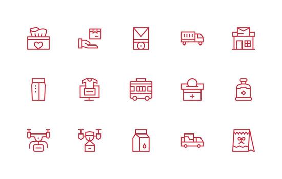 Package Design Icons featuring 15 in Regular Line Style Neatly Designed Icons for Web Platforms vector