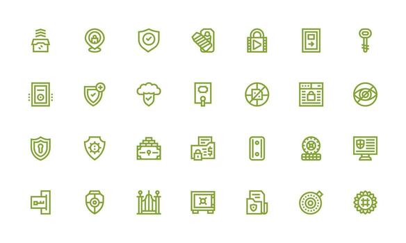 28 Icons for Protected in Bold Line Format Clear and Concise Icon Set Collection vector