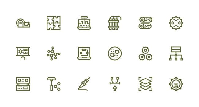 Components Visual Pack containing 18 Strong Stroke Line Icons Well-Structured Icons for Creative Use vector
