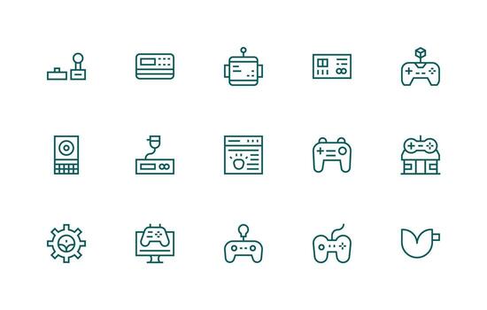 regular línea estilo consola íconos con 15 vectores equilibrado icono conjunto para funcional diseño