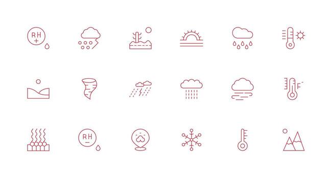 18 Icons for Climate in Minimal Line Format Fully Editable Icon Set for Web vector
