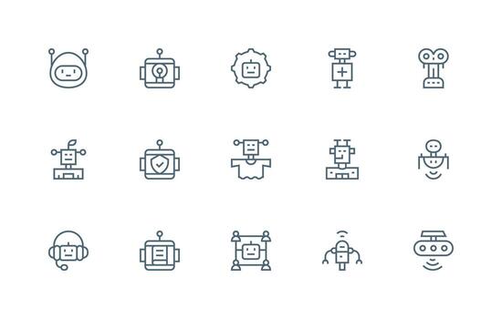 ai visual paquete conteniendo 15 regular línea íconos multi-estilo íconos para creativo proyectos vector