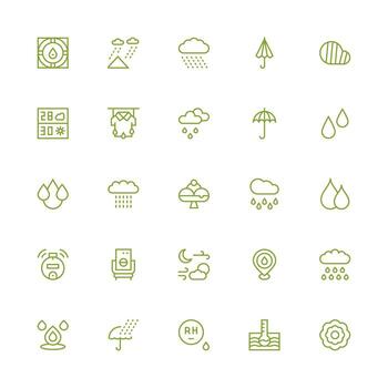 Medium Stroke Outline Style Humidity Icons with 25 Vectors Well-Structured Icons for Creative Use
