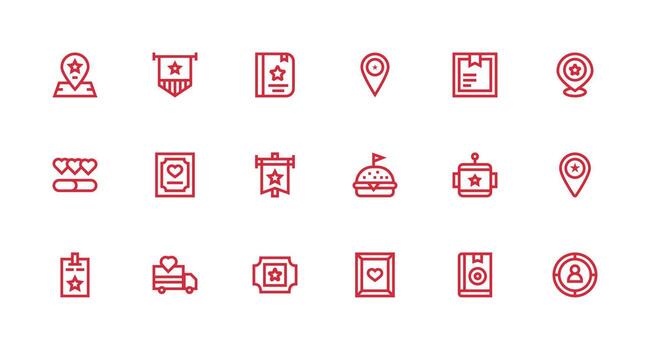 Highlighted Icon Collection with 18 Strong Stroke Line Designs Flexible Icon System for Web Interfaces vector