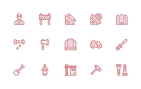 15 regular línea estilo íconos desde construcción colección pulcramente diseñado íconos para web plataformas vector