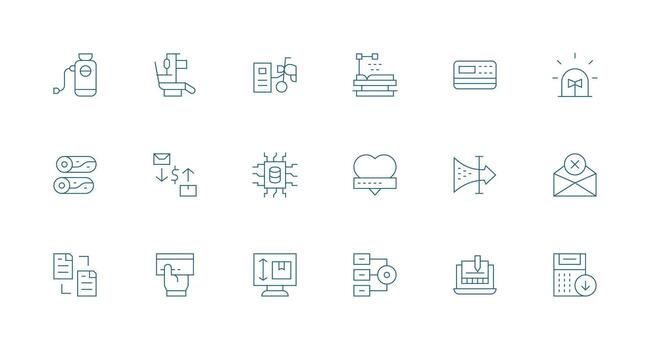 18 Minimal Line Designs for Processing Icons Complete Icon Set for Mobile Apps vector