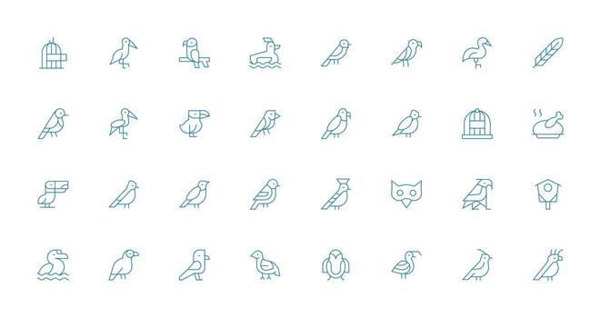 Avian Visual Pack containing 32 Thin Line Icons Essential Icon Set for Teams vector