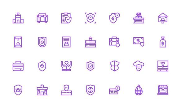 28 negrita línea estilo íconos desde seguro colección núcleo icono colección para diario Tareas vector