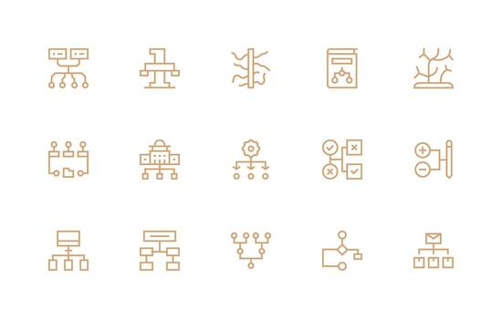 15 Regular Line Icons for Branching Graphics Versatile Icon Collection for Designers vector