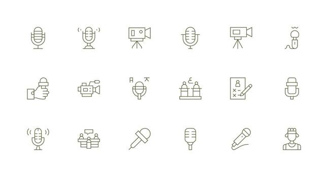 Interview featuring 18 Icons in Minimal Line Design Versatile Icon Collection for Designers vector