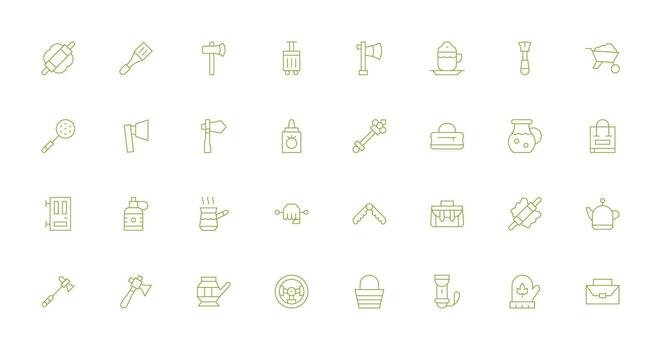 Handle Icon Set with 32 Thin Line Graphics Quick Access Icons for UI Development vector