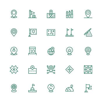Position Icon Set with 25 Medium Stroke Outline Graphics Multi-Style Icons for Creative Projects vector