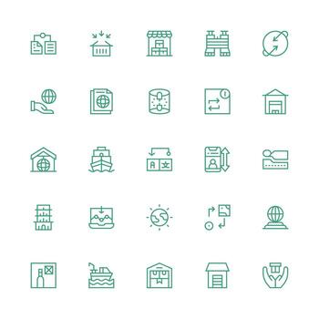 Export Design Icons featuring 25 in Medium Stroke Outline Style Simplified Icon Pack for Visual Tools vector