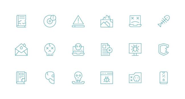 Minimal Line Icons from Corrupted Set with 18 Vectors Line Icon Collection