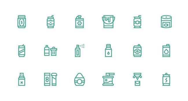 18 Icons for Can in Strong Stroke Line Format Icon Pack for UI vector