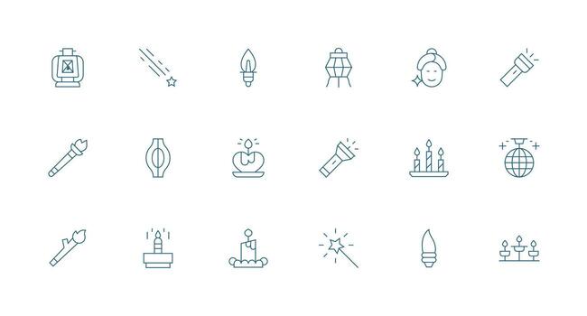Glow Icon Set with 18 Minimal Line Graphics Modern Icon Set vector