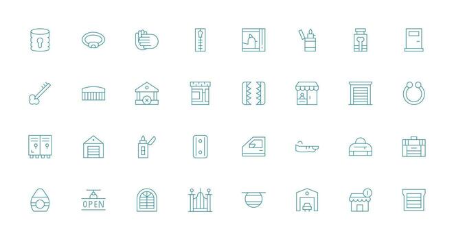 Closed Icon Collection with 32 Thin Line Designs Multi-Style Icons for Creative Projects vector