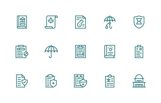 Policy Icon Set with 15 Regular Line Graphics Optimized Icon Pack for Digital Products vector