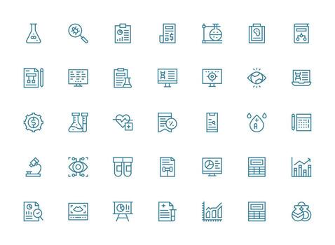 35 Regular Clean Line Vectors for Analysis Theme Clean Icon Set Icon Pack for UI Projects