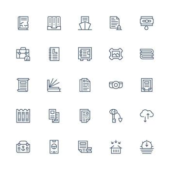 Archive Design Icons featuring 25 in Medium Stroke Outline Style Well-Structured Icons for Creative Use vector