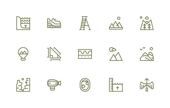 15 Regular Line Designs for Elevation Icons Simplified Icon Pack for Visual Tools vector