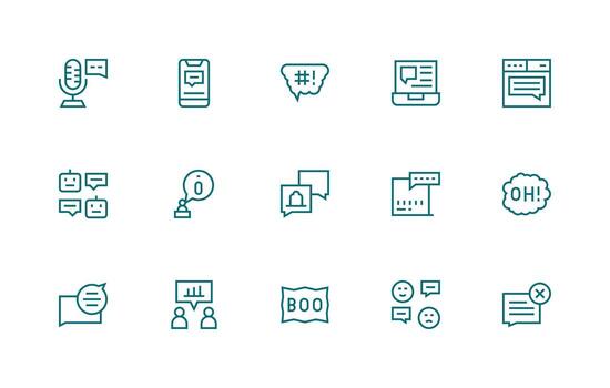 Regular Line Style Dialog Icons with 15 Vectors Neutral Style Icons for Any Project