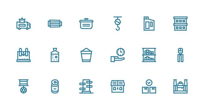 Logistic Design Icons featuring 18 in Strong Stroke Line Style Icon Pack for UI vector