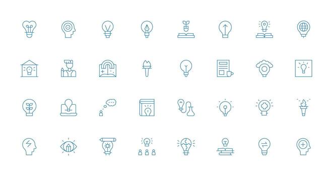 inspiración conjunto con 32 Delgado línea íconos funcional icono serie vector