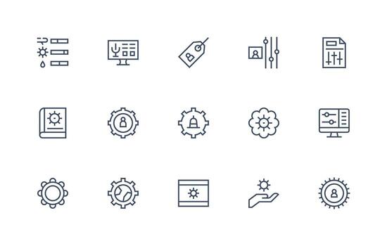 Customization Design Icons featuring 15 in Regular Line Style Icon Pack vector