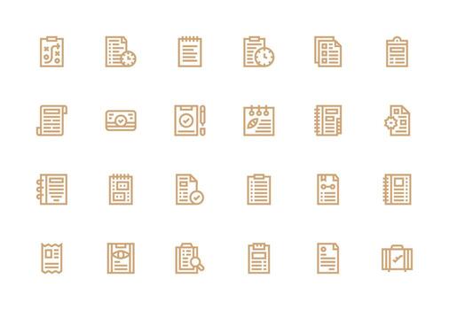 24 grueso línea línea diseños para Lista de Verificación íconos limpiar icono conjunto icono paquete para ui proyectos vector