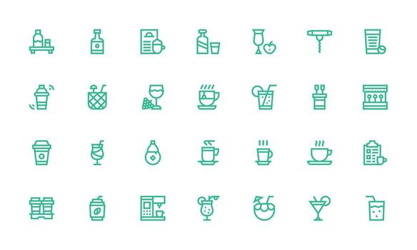 28 Icons for Beverage in Bold Line Format Interface Icon Collection vector