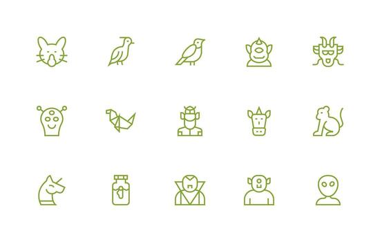 Regular Line Icons from Creature Set with 15 Vectors Reusable Icon Set