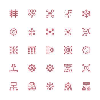 Nodes Set with 25 Medium Stroke Outline Icons Fully Editable Icon Set for Web vector