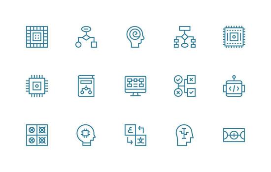 lógica presentando 15 íconos en regular línea diseño lleno icono biblioteca para ui diseñadores vector