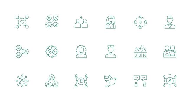 18 Icons for Social Network in Minimal Line Format Icon Set vector
