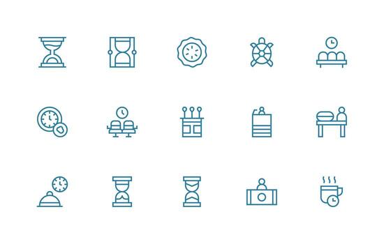 Waiting Visual Pack containing 15 Regular Line Icons Dashboard Icon Series vector