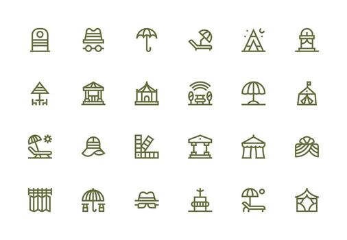 Shade Icon Set with 24 Thick Line Line Graphics Core Icon Collection for Daily Tasks vector