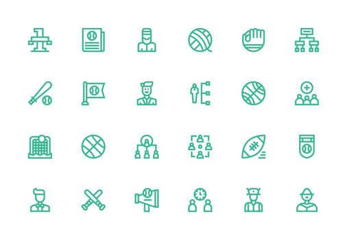 equipo diseño íconos presentando 24 en grueso línea línea estilo equilibrado icono conjunto para funcional diseño vector