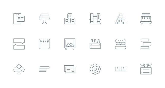 Stacked Icon Set with 18 Minimal Line Graphics Organized Icon Pack for Quick Access vector