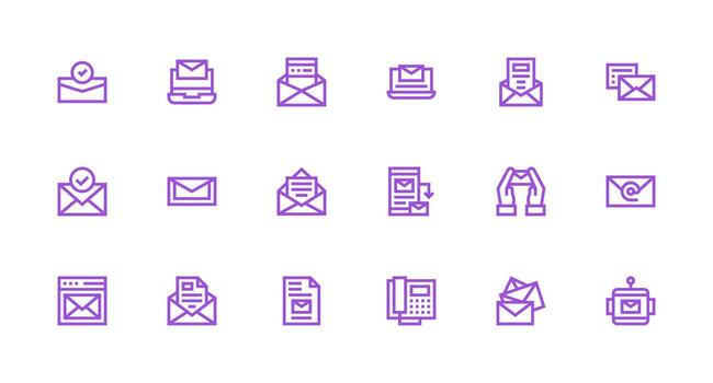 18 Strong Stroke Line Icons for Electronic Mail Graphics Scalable Icons for All Themes vector