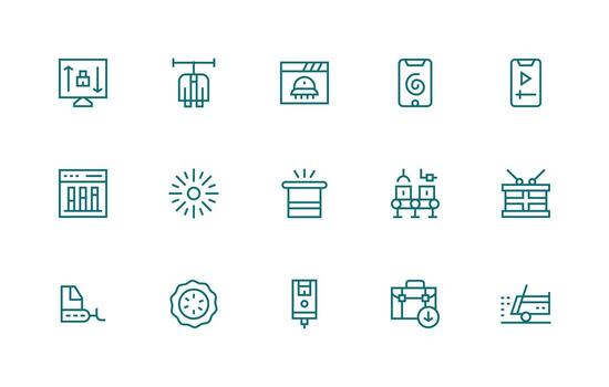15 íconos para cargando en regular línea formato flexible icono sistema para web interfaces vector