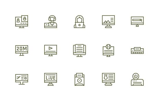 15 Regular Line Icons for Computer Graphics Neatly Designed Icons for Web Platforms vector