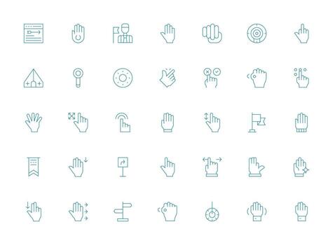 Pointer Design Icons featuring 35 in Light Line Style Sharp Icons for Presentations vector