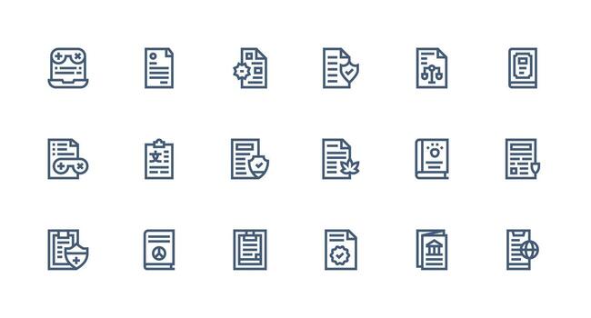 18 Strong Stroke Line Icons for Policy Graphics Scalable Icons for Cross-Platform Interfaces vector