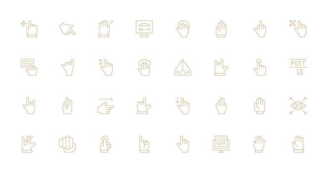 32 Thin Line Icons for Cursor Graphics Essential Icon Set for Teams vector